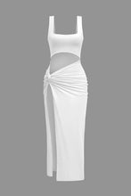 önü kesik slit midi elbise
