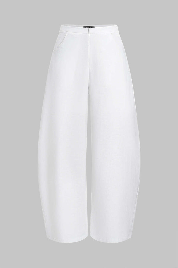 keten düz barrel pantolon