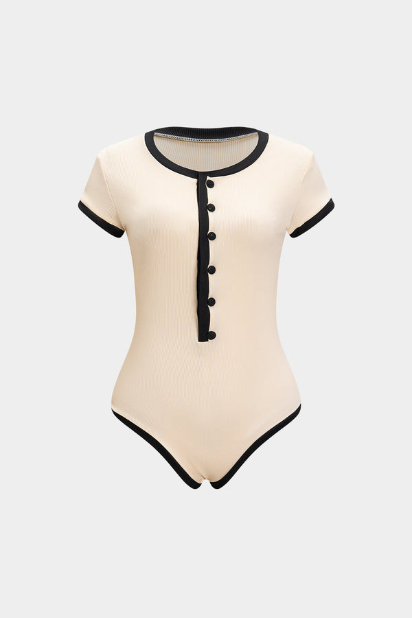 düğmeli kısa kol bodysuit