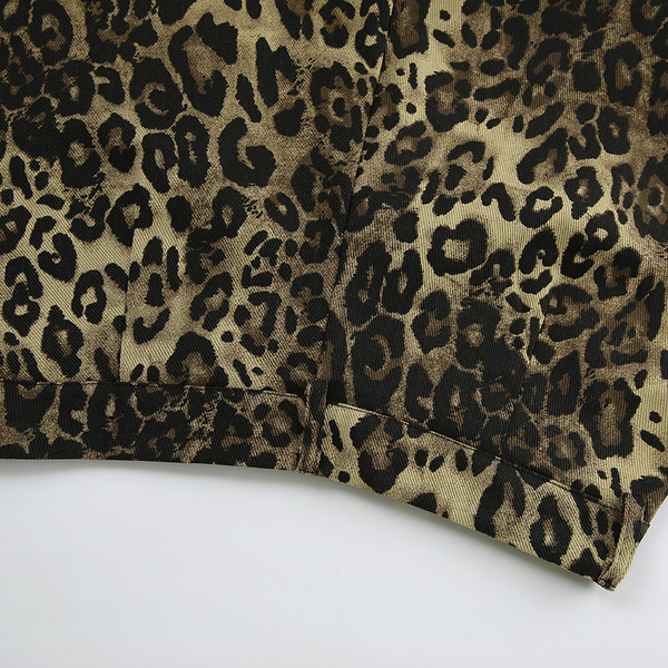 leopar desenli mini şort