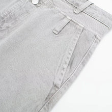 gri eskitme denim etek