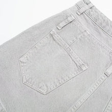 gri eskitme denim etek