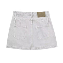 gri eskitme denim etek