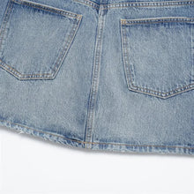 mini asimetrik denim etek