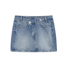 mini asimetrik denim etek