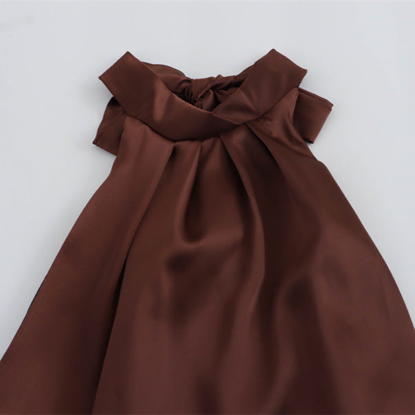 Boyundan Bağlamalı Sırt Detay Maxi Elbise